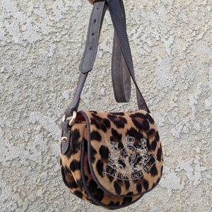 Juicy Couture Leopard Print Velour Mini Crossbody Bag Scottie Dog Authentic RARE
